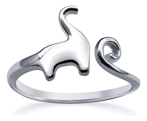 Anillo Dinosaurio Plata Con Diseño Joyeria Ajustable 6 Ee Uu