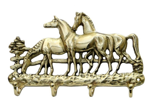 Porta Chaves Cavalos Majestoso 4 Pinos Em Bronze Manada