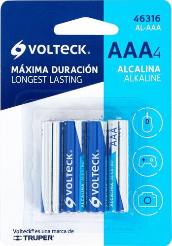 Pilas Alcalinas Aaa Triple A 1.5v Máxima Duración Volteck 12