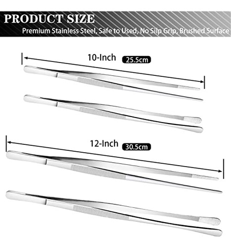 Pinzas De Cocina Jetkong De 12 Pulgadas, Acero Inoxidable, 2