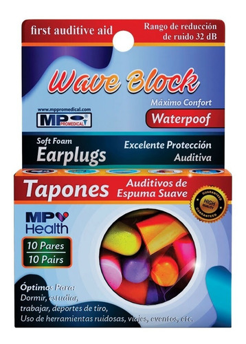 Tapones Para Oido Wave Block Espuma Suave X 10 Pares