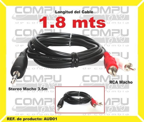 Cable 2x1 Stereo A 2 Rca 1.8 M Ref: Aud01 Computoys Sas