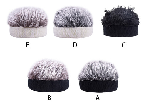 . (c) Gorro Corto Con Peluca Recta Sin Ala, Pelo Falso,