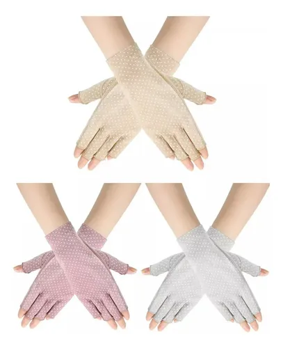 Set De 3 Pares De Guantes Sin Dedos De Encaje, Cortos Y Largos Con Cordones, Estilo Steampunk Para Bodas Y Disfraces