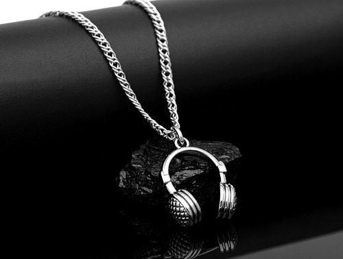 Cordão Colar Masculino Ogrife J-230 Pingente Aço Fone Dj Cor Prata
