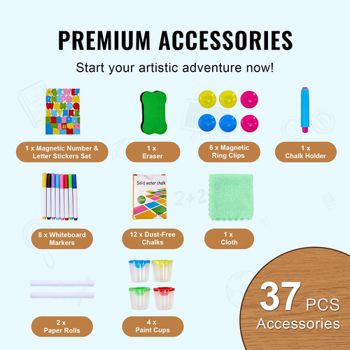 Art Easel Vevor Para Niños 3 En 1 De Madera De Doble Cara Co