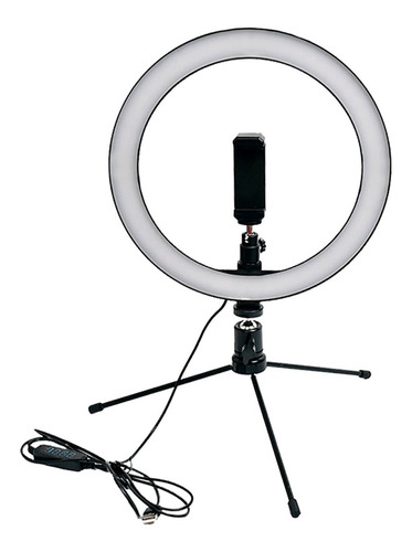 Imagen 1 de 10 de Lampara Aro Luz Led Tripode Mesa Bluetooth 10w Youtube Cuota