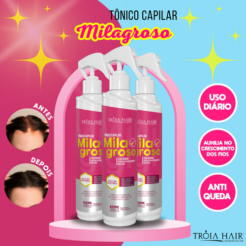 Lanç. Tônico Milagroso P/ Crescimento Capilar 300ml Tróia