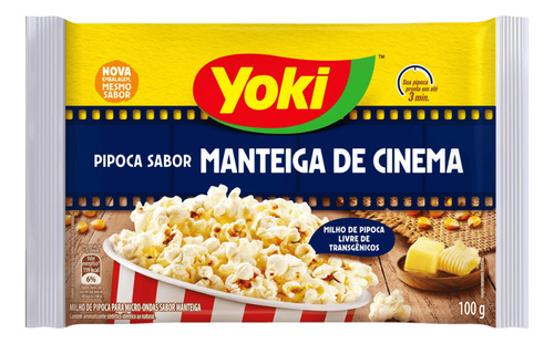 Pipoca De Microondas Sabor Manteiga De Cinema 100g Yoki