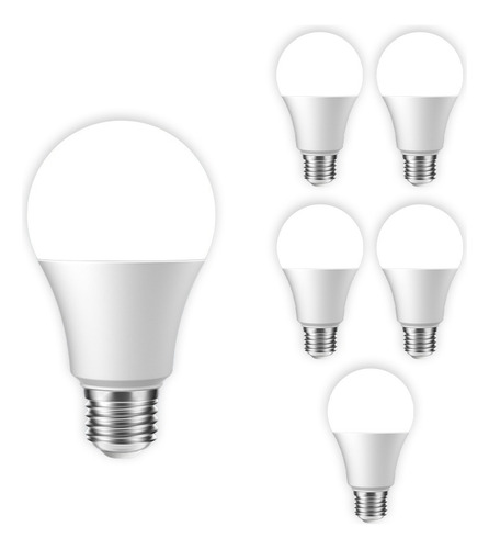 12w Foco Ahorrador Led De Luz Blanca E27 Económico 127v 6pz Blanco Frío