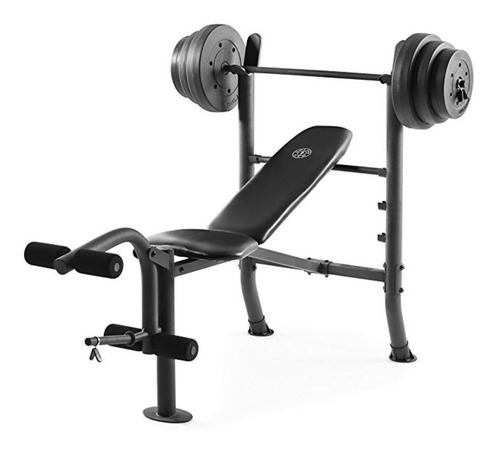 Imagen 1 de 7 de Banco Gold's Gym + Accesorios + Barra + 45 Kg Discos Pesas