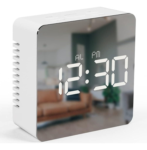 Mooas Led Digital Mirror Clock 2 Tipos, Alarma / Snooze, Tem