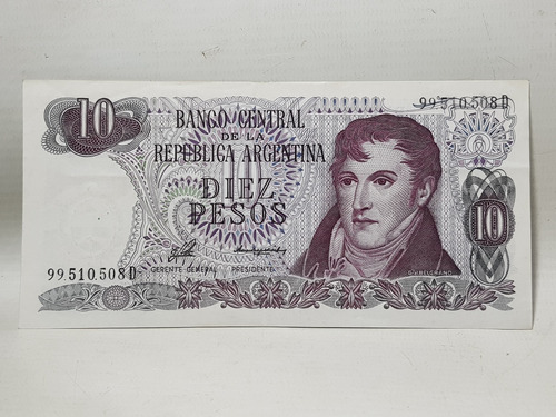 Billete Argentina 10 Pesos Ley 18188 1976 Porta 55027