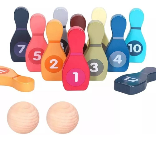 Juguete Palitroque De Madera Didactico Bowling Montessori