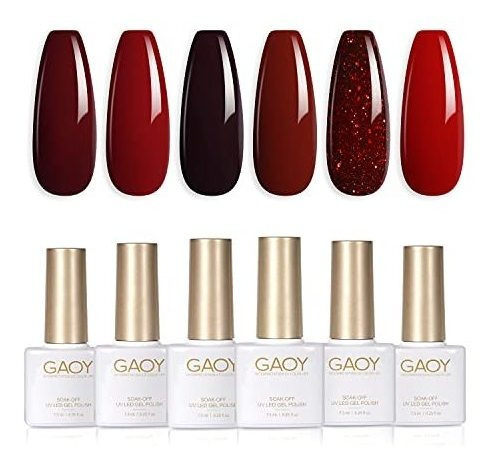 Gaoy - Juego De 6 Esmaltes De Gel Para Uñas De Color Rojo Es