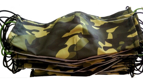 Máscara De Tecido Camuflado Forro Duas Camadas Kit Com 50