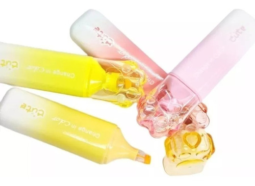 Marcatexto Huellita Trasparente 4 Piezas Resaltadores Kawaii