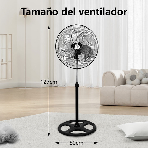 2pcs Ventiladores De Pedestal Pie 3 Velocidades Aspas Metal 50 Cm 60hz Negro Azul Metal 3