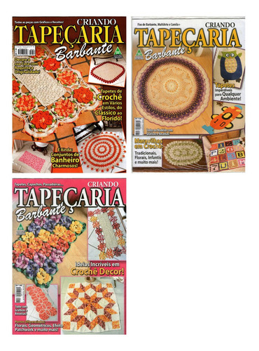 Kit 3 Revistas Tapeçaria Barbante Crochê Tapete 