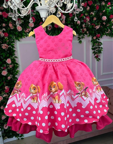 Vestido Temático Patrulla Canina Sky Lujo Infantil 