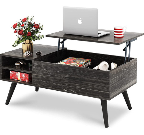 Mesa De Centro De Madera Con Parte Superior Elevable Co...