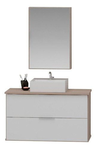 Gabinete Banheiro Rubi 80cm (gabinete + Cuba + Espelheira) Móvel Madeirado_branco
