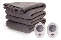 Comprar Cobija Eléctrica Con Calefacción Queen 213 X 228cm 2 Control Color Gris Oscuro Lisa