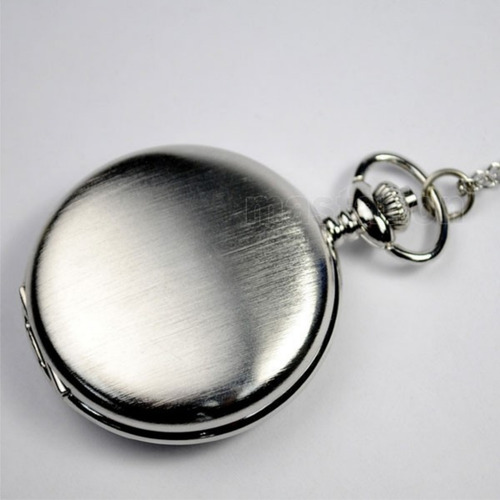 Reloj De Bolsillo Vintage Plateado Con Cadenilla