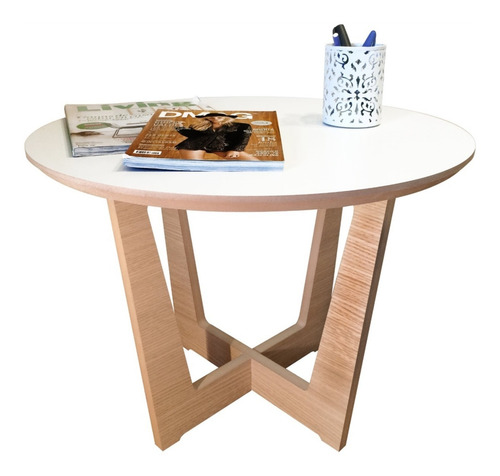 Imagen 2 de 8 de Mesa Redonda Ratona Blanc 70cm Pata Cruz Nordico Escandinavo