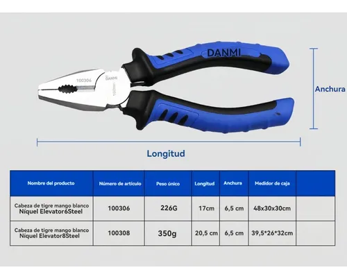 Alicate Universal 6 Pulgadas Profesional Industrial Danmi