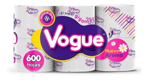 Papel Higienico Vogue 6 Rollos Jumbo 600 Hojas