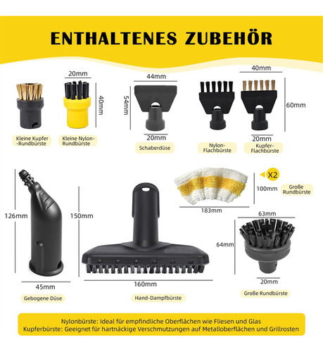 Conjunto De Acessórios De 10 Peças Para Limpadores A Vapor S