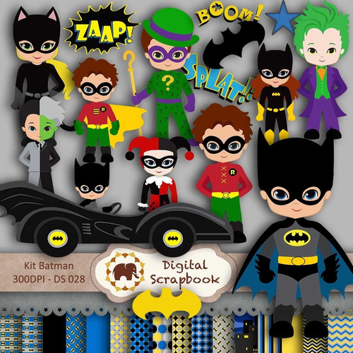 Kit Digital Batman Super Heroes Clipart Imagenes Fondos