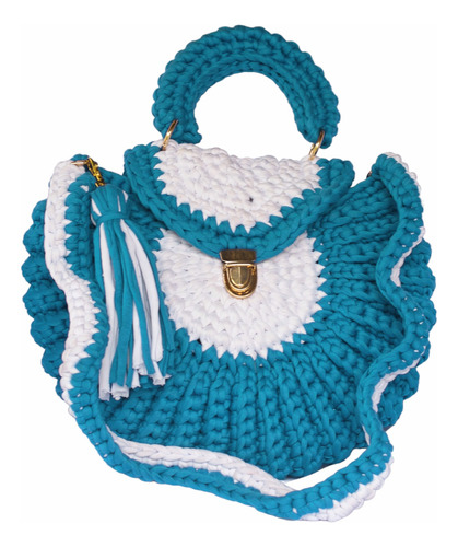 Bolso Tejido En Trapillo Color Azul Celeste Que Te Encantará