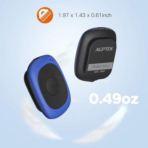 Agptek G02 8gb Clip Reproductor Mp3 Con Fm Shuffle Reproduc