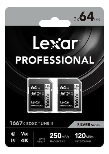 Tarjeta De Memorias 2 Dos Lexar Lsd64 Cb1667 X 64gb