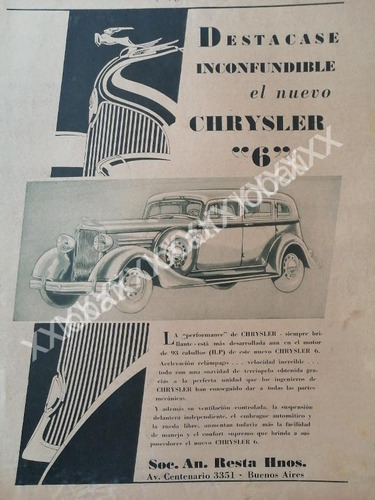 Cartel Retro Autos Chrysler 6 Coupe 1934 /n88