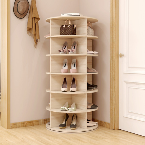 Zapatero Giratorio Estante Repisa Exhibicion Recamara 137cm Color Marrón Claro
