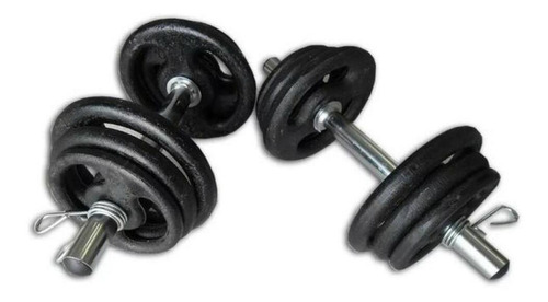 Kit Musculação 24 Kg Anilha E Barra Com Presilhas.