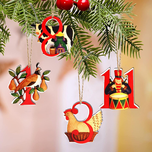 24 Piezas 12 Días De Adornos Navideños 12 Días De Navidad Ad