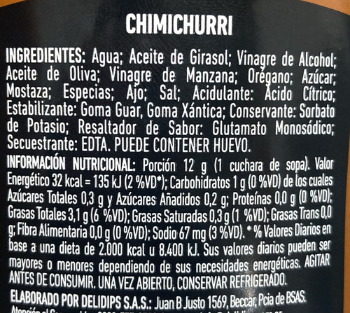 Chimichurri Dressing Vegan Sin Tacc X 280 Gr Kansas
