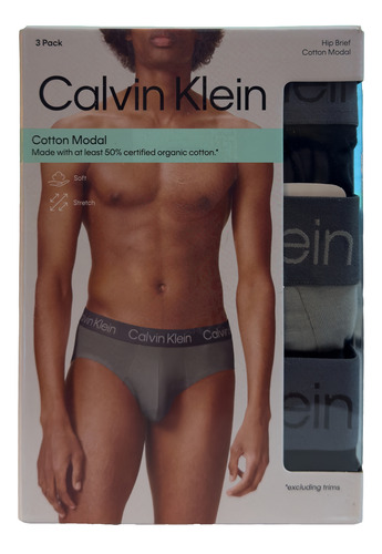 Trusas Calvin Klein Hip Brief Algodon 3 Pack Original