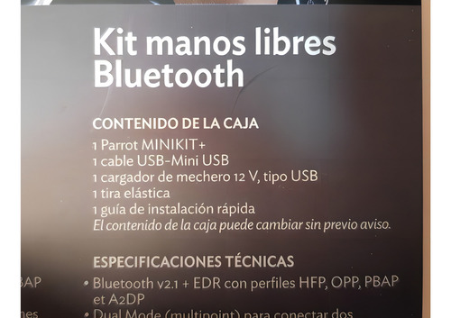 Manos Libres Parrot Minikit Plus + Bluetooth Para El Auto Color Negro