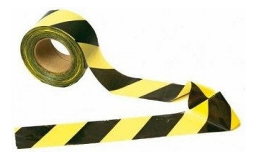 Plastcor Fita Zebrada para sinalização e segurança 70mm x 50 m cor preto e amarelo