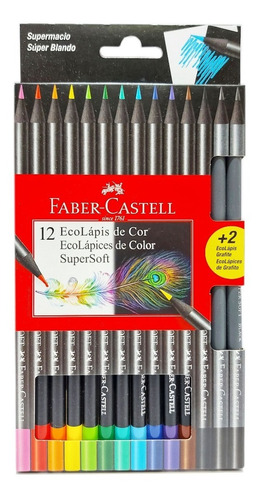 Lapices De Colores Faber-castell Supersoft X 12 + 2 Grafito