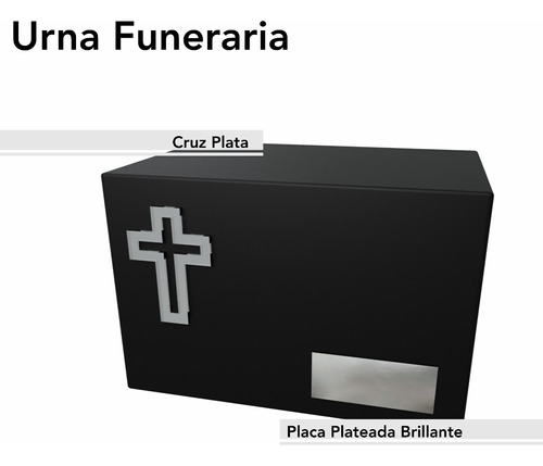 Urna Funeraria Mdf Negro Cruz Y Placa Aluminio Art20507