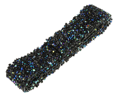 Rollo De Malla Negra Con Diamantes De Imitación De Cristal B