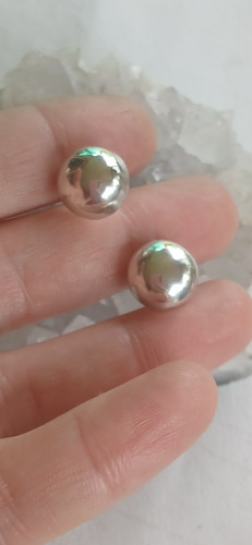 Aros De Plata Pasantes Semiesferas (Usado)
