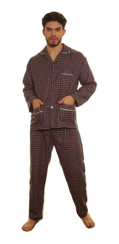 Imagen 1 de 8 de Pijama Hombre Invierno Abotonado Casaca Prendida Viyela