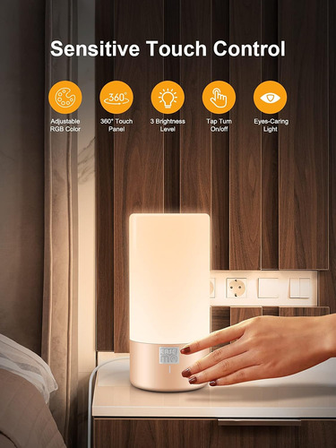 Lámpara De Mesa Táctil Led Con Luz Rgb Regulable